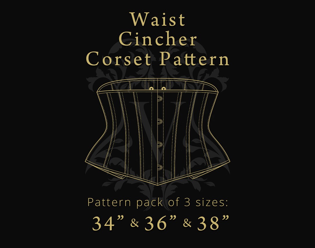Waist Cincher Corset Pattern Digital A4 Files Corset Sizes 34, 36, 38