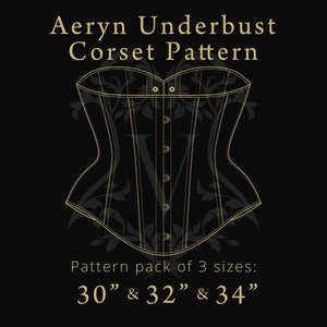 Aeryn Underbust Corset Pattern | Digital A4 & A3 Files | Corset Sizes: 30&quot;, 32&quot;, 34&quot;