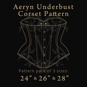 Aeryn Underbust Corset Pattern | Digital A4 & A3 Files | Corset Sizes: 24&quot;, 26&quot;, 28&quot;