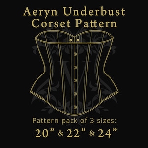 Aeryn Unterbrustkorsett Muster | Digitale A4 & A3 Dateien | Korsett Größen: 54 cm