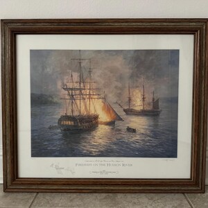 Fireships on the Hudson River by Geoff Hunt, Signed and Remarqued by Artist
