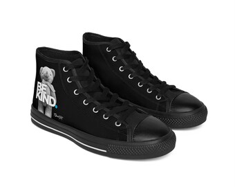 Be Kind Bear - Women's Canvas High-top Black Sneakers