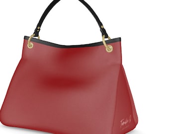 Handcrafted Leather "A" Bag: Rushing Red