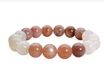 Multi Moonstone 9-11mm Beaded Stretch Bracelet 145.50 ctw