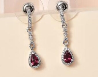 Ofiki Rubellite and White Zircon Drop Earrings