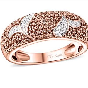 Size 10 Natural Champagne Diamond Accent Band Ring in 18K RG Plated