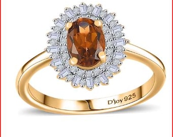 Anillo de turcizita con diamantes que cambian de color y diseño de rayos de sol, plata de ley bañada en oro de 18 quilates.