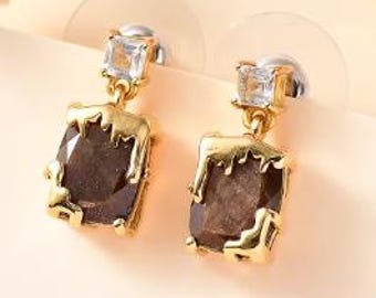 Zawadi Chocolate Sapphire and White Topaz Molten Moments Earrings