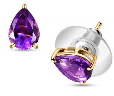 Premium Moroccan Amethyst Solitaire Stud Earrings