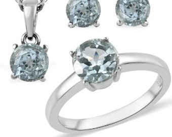 Size 8 Sky Blue Topaz Solitaire Set