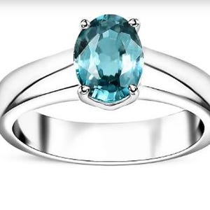 Size 7  Cambodian Blue Zircon Solitaire Ring in Rhodium Over Sterling Silver 1.90 ctw