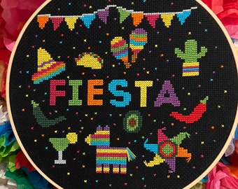 Fiesta Punto de Cruz Patrón PDF Descarga Digital