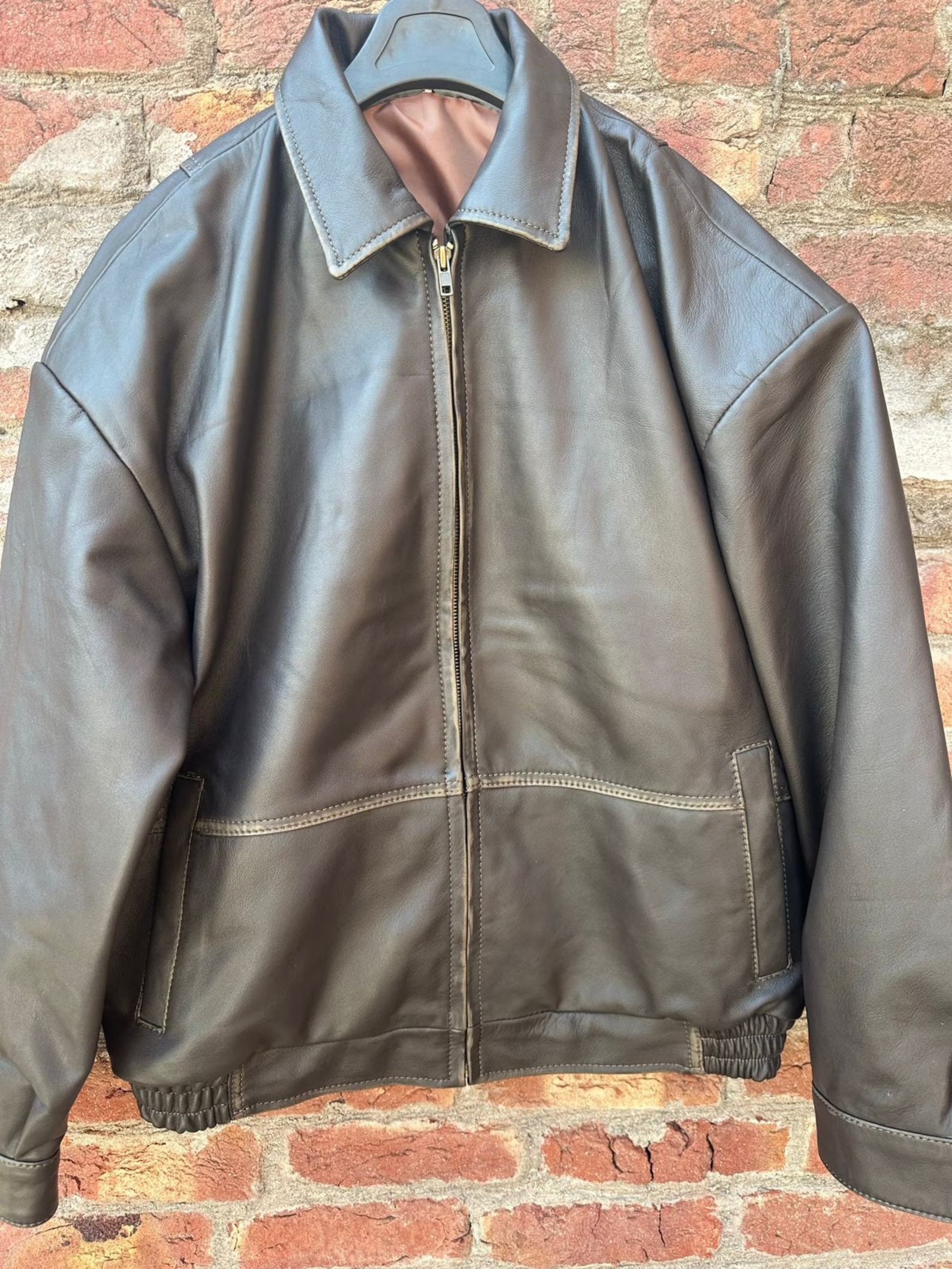 Handmade 90s Bomber Soft Lambskin Gift for Her Oversize Genuine Black ...