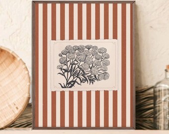 Arte de parede com desenho de flores de outono vintage || Floral neutro || Download digital para impressão || Mães || Flores de outono
