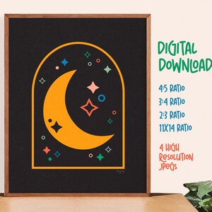 Celestial Night Sky Print || Galaxy Poster || Space Poster || Moon Phases Wall Art