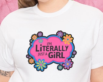 Camiseta "Sou Literalmente Apenas uma Garota" | Camiseta com Estampa Floral Retrô || Inspirada em Lizzie McGuire