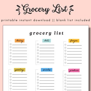 Grocery List || Shopping List || Life Planner Printable || Custom ...