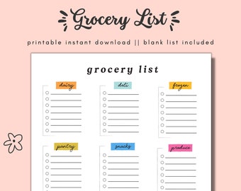 Lista de Compras para Imprimir || Organizador de Lista de Compras || Download Digital