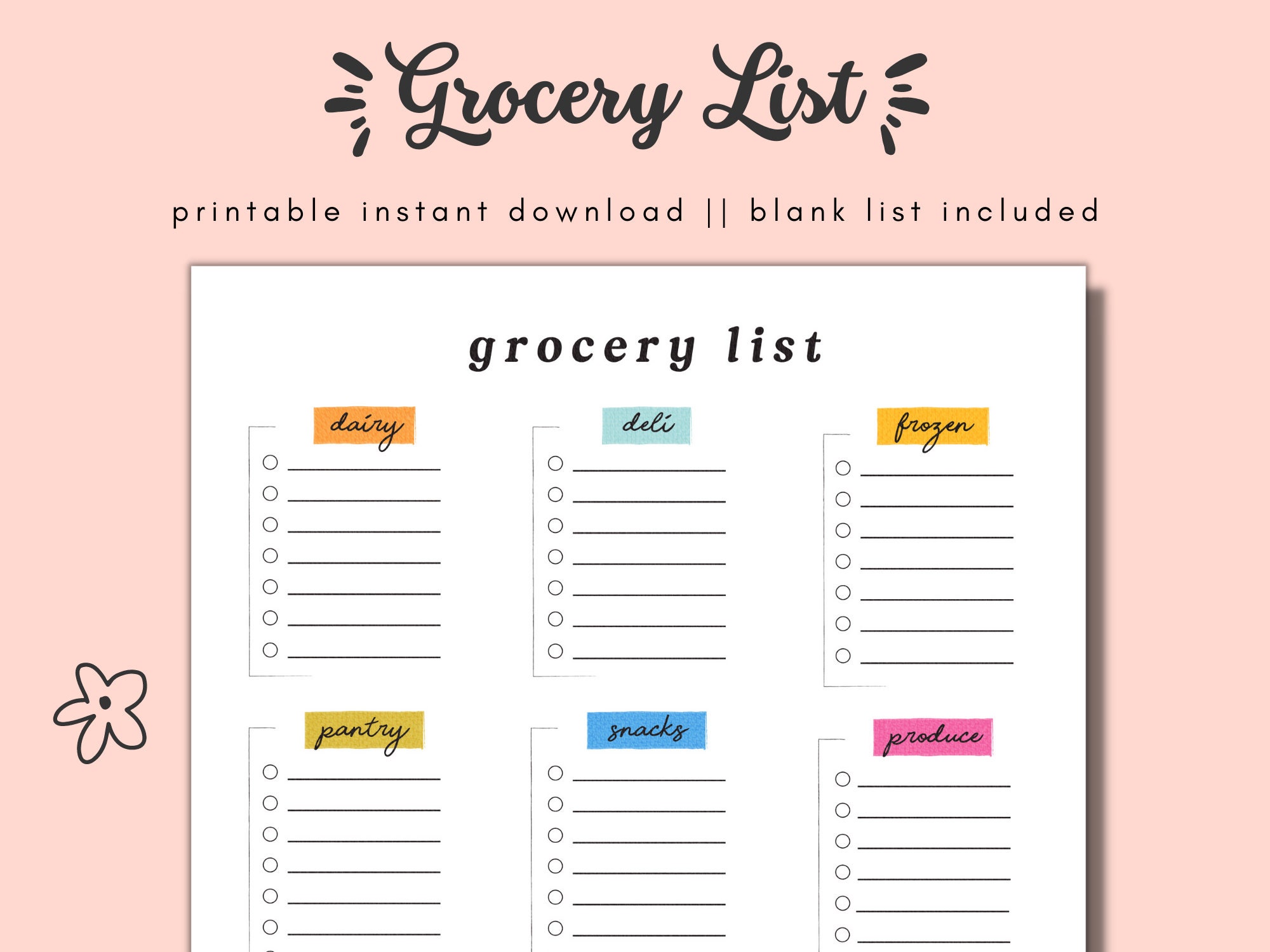 Grocery List || Shopping List || Life Planner Printable || Custom ...