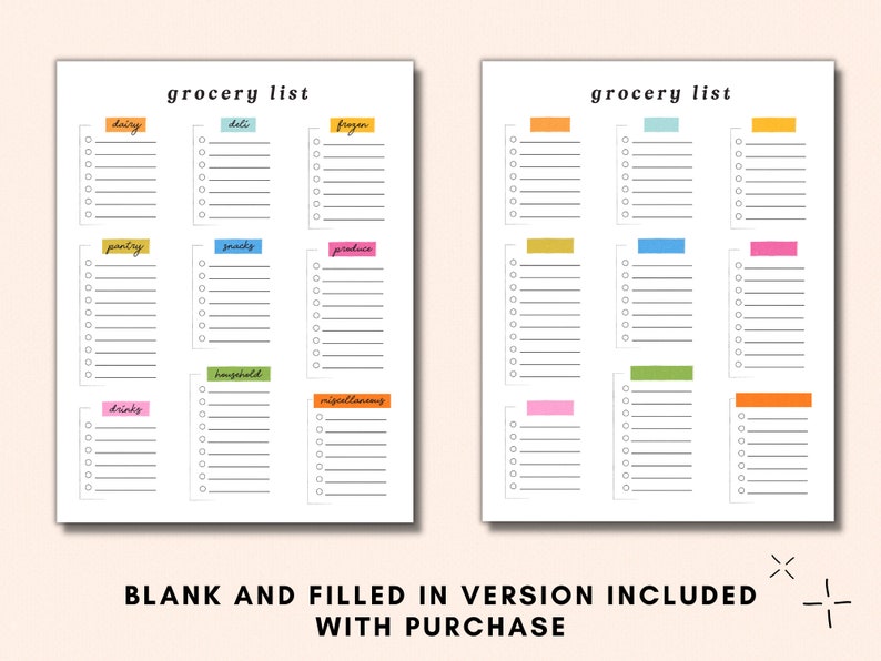Grocery List Shopping List Life Planner Printable - Etsy