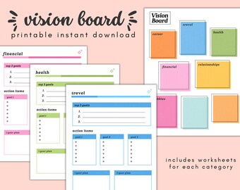 Kit de Quadro de Visão Imprimível || Planilhas para Definição de Metas || Download Digital