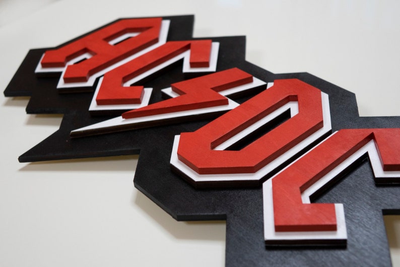 ACDC Wood Wall Sign With LED Lights, Classic Rock Gift, Acdc Wood ...