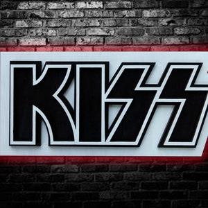 KISS Band LED Wood Sign: 3D Rock N Roll Wall Art