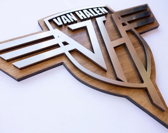 Van Halen LED Sign for Wall, 3D Metal Bar Home Wall Decor, Classic Rock Gift, Eddie Van Halen Memorabilia