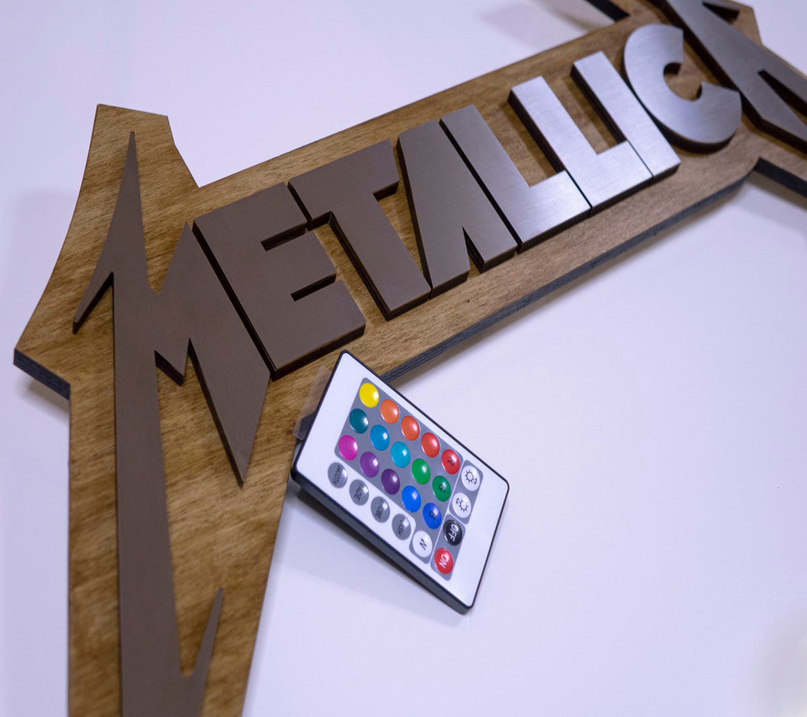 Dio Sign of the Horns: LED Wall Art, 3D Wood Rock Hand - Etsy