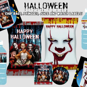 Halloween chip bags, Halloween treats, Halloween decor, Halloween juice pouch, Halloween labels, Halloween water labels, Halloween 2025