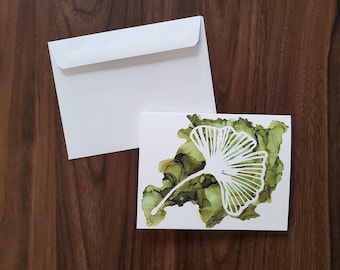 Ginkgo Leaf Folded Note Cards with Envelopes