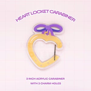 Heart Locket Acrylic Carabiner / Charm Holder / Holds Keychains, Photocard Holders, Trinkets / Bag Clip / Trinket Keychain