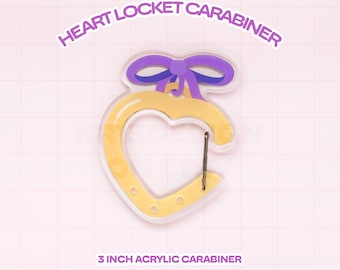 Heart Locket Acrylic Carabiner: Keychain & Trinket Holder