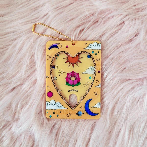 Celestial Heart Locket Photocard Holder: Bag Charm Keychain