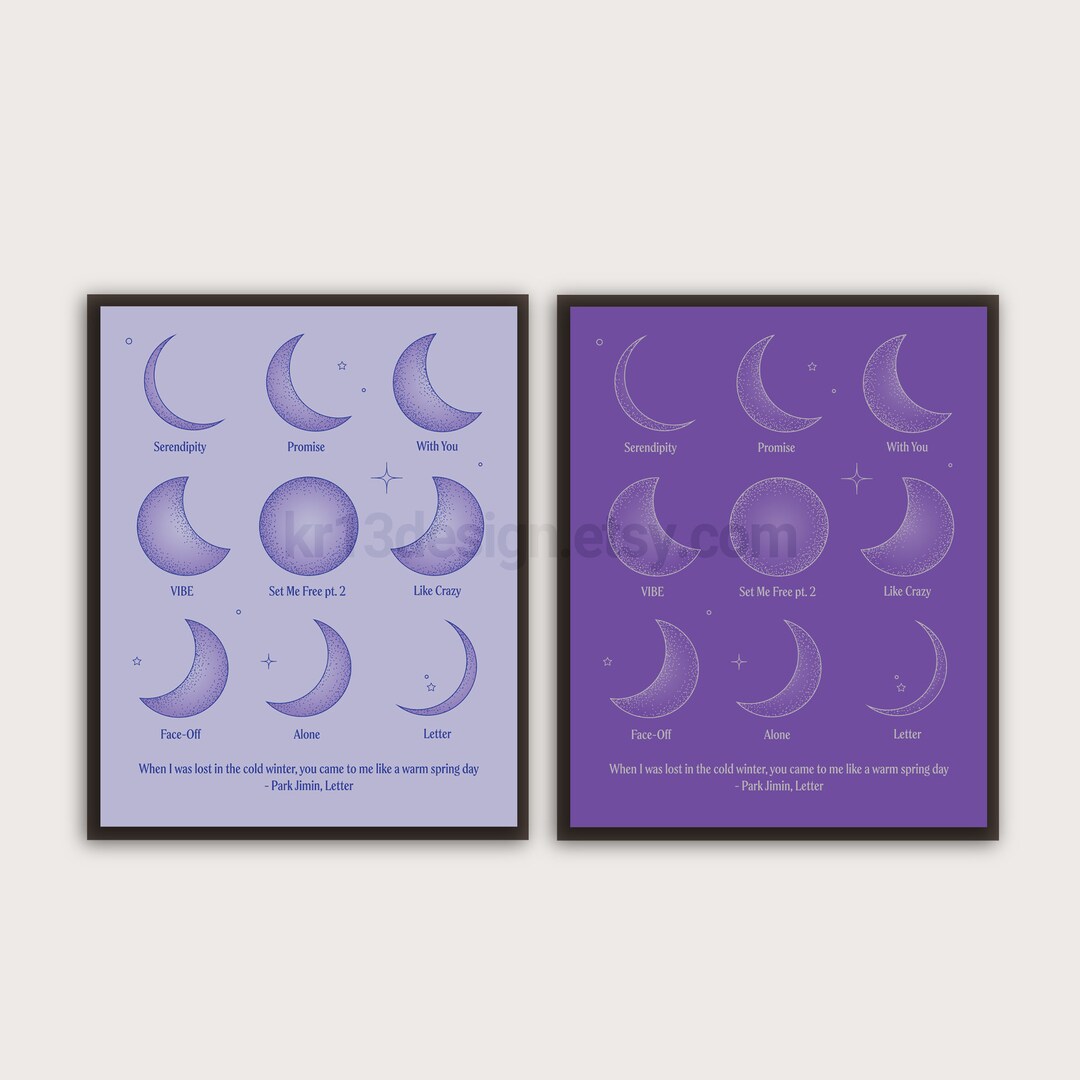 BTS Jimin Moon Phases Song Print / Digital Download / BTS Room Etsy