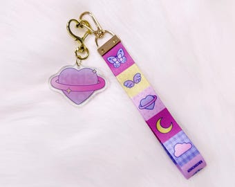 Cosmic Dreams Keychain and Wristlet Lanyard Duo: K-Pop Lightstick Accessories