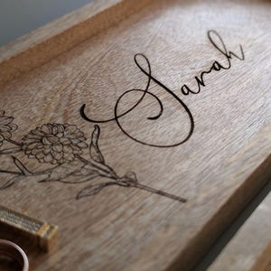 Young Girl Present Sister Gift Idea Cousin Gift Granddaughter Present Teen Best Friend Gift Birth Month Flower Tray Personalized Wood Tray Trinket Dish Decorative Tray