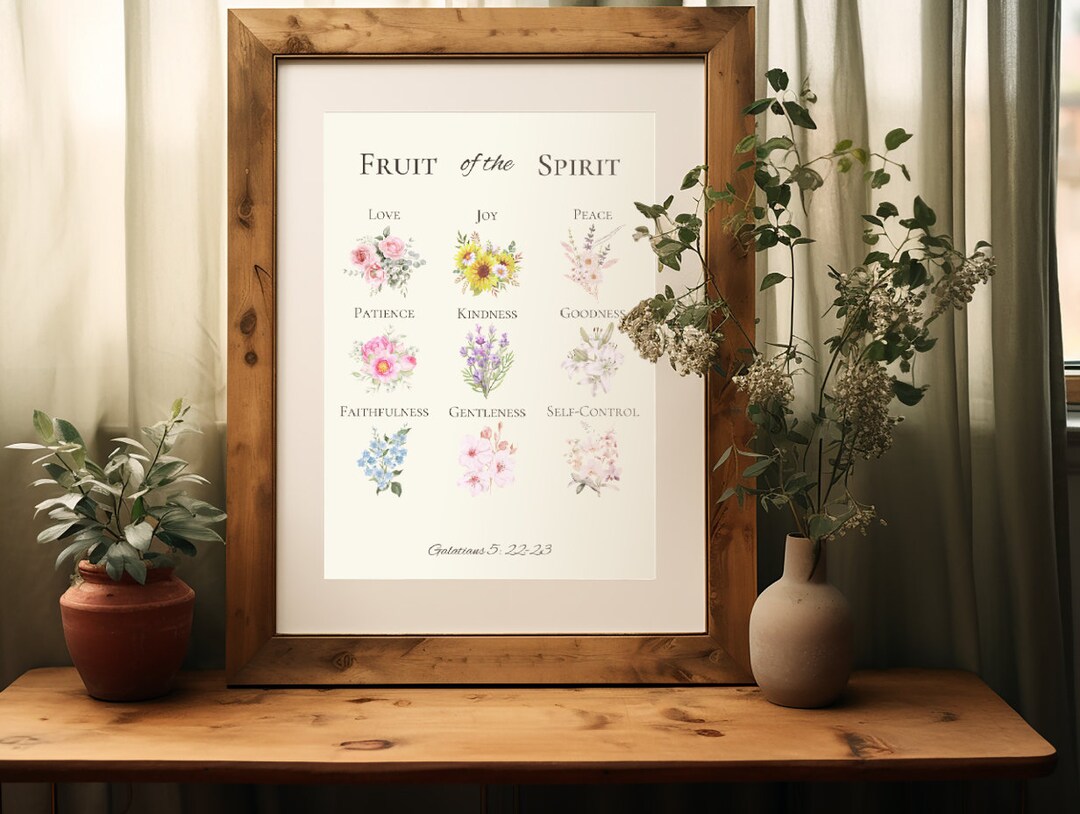 Bible Verse Art Print Vintage Inspired Fruit of the Spirit Scripture ...