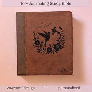 Personalized ESV Journaling Study Bible Leather Custom Engraved Bible With Name Decorated Bible Gift For Friend Christian Godly Mother Gift