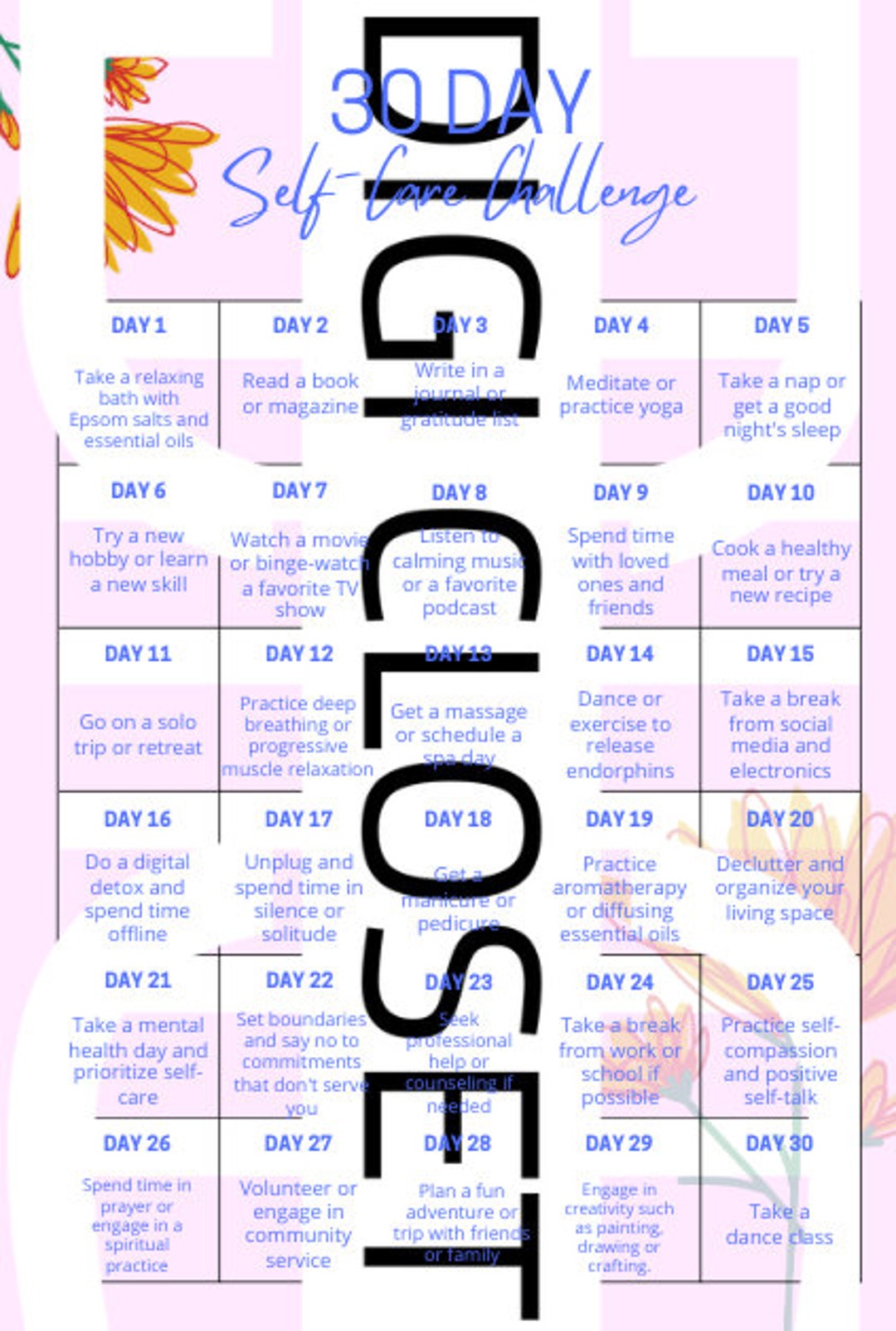 30 Day Self Care Challenge for 2023 - Etsy