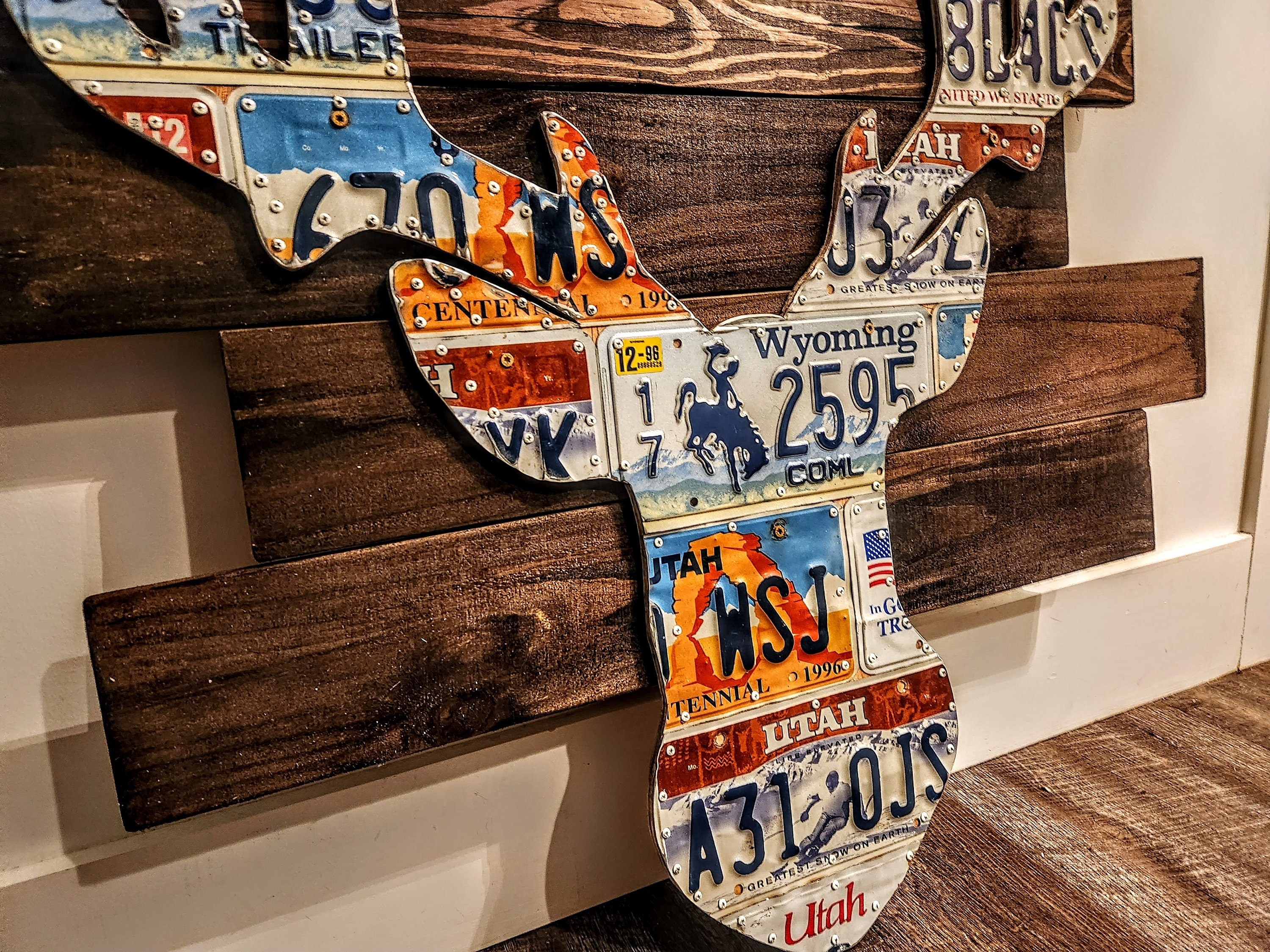 Utah/wyoming Deer License Plate Art Wall Decor Outdoor Art Etsy