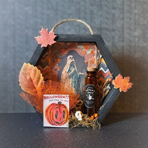 Gothic Vintage Halloween Ghost Shadow Box Diorama, Wall Hanging/Shelf Decoration, Perfect Spooky Holiday Gift
