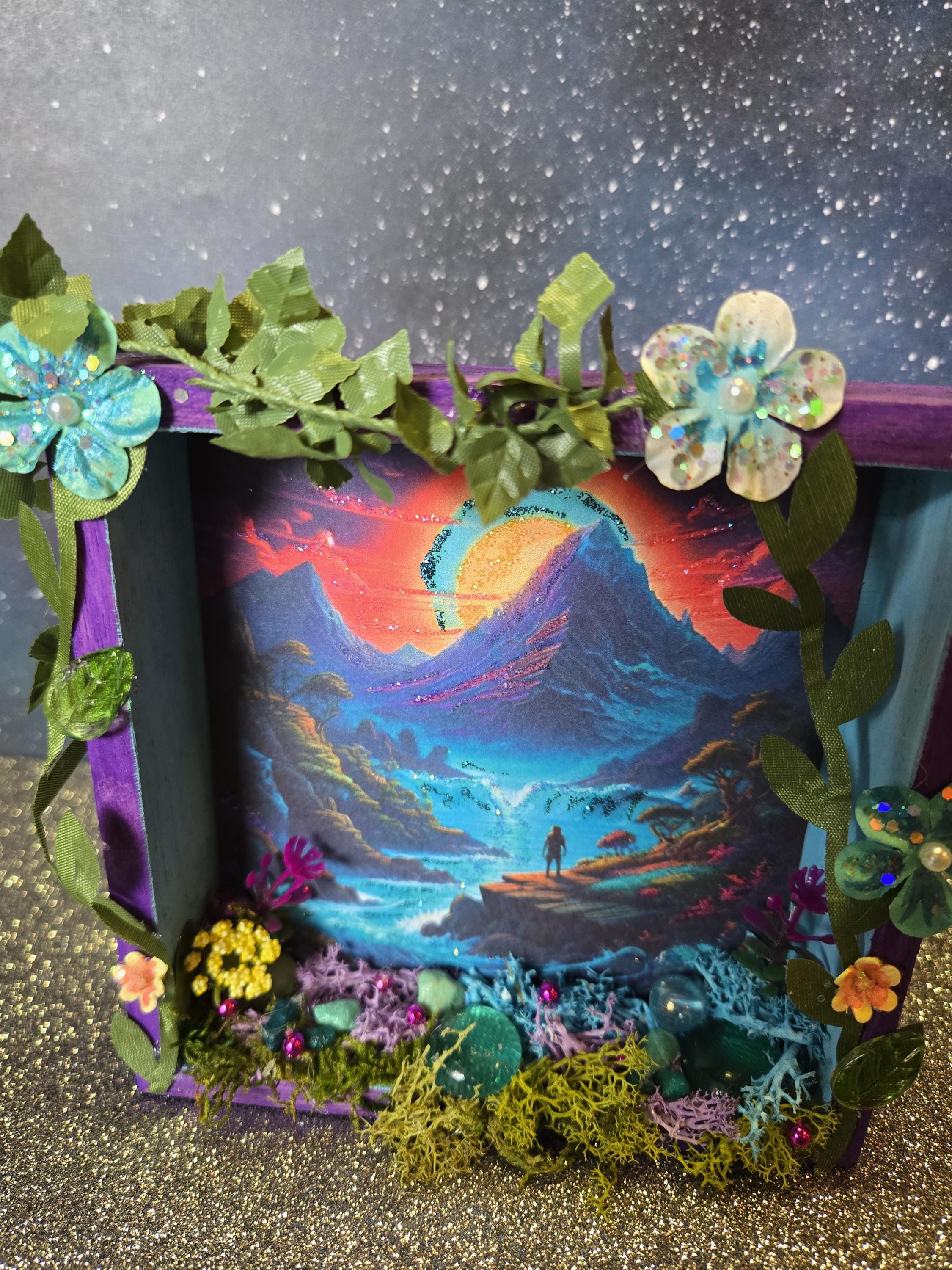 Celestial Mountain Shadow Box Diorama, Fantasy Home Decor - Etsy