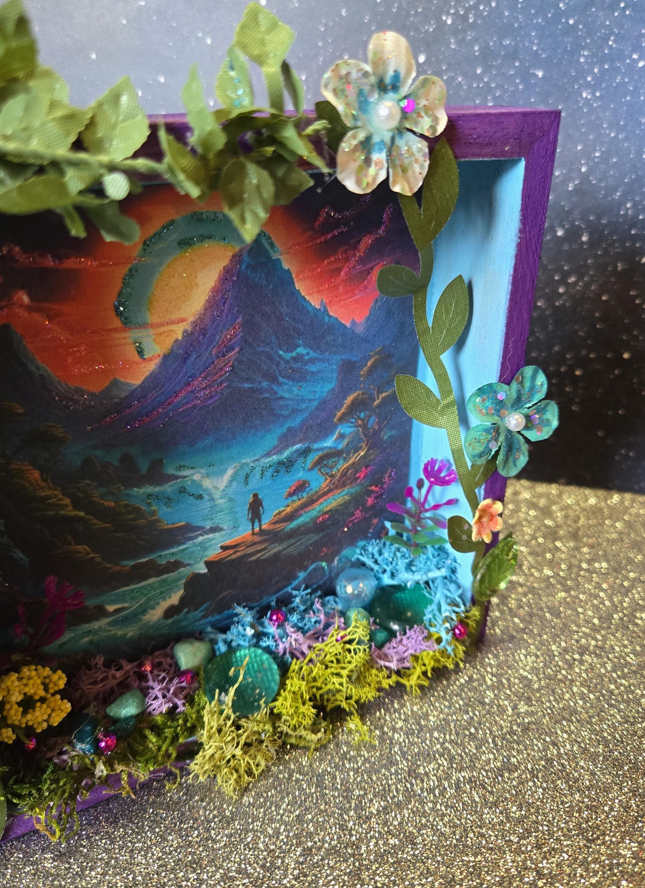 Celestial Mountain Shadow Box Diorama, Fantasy Home Decor - Etsy