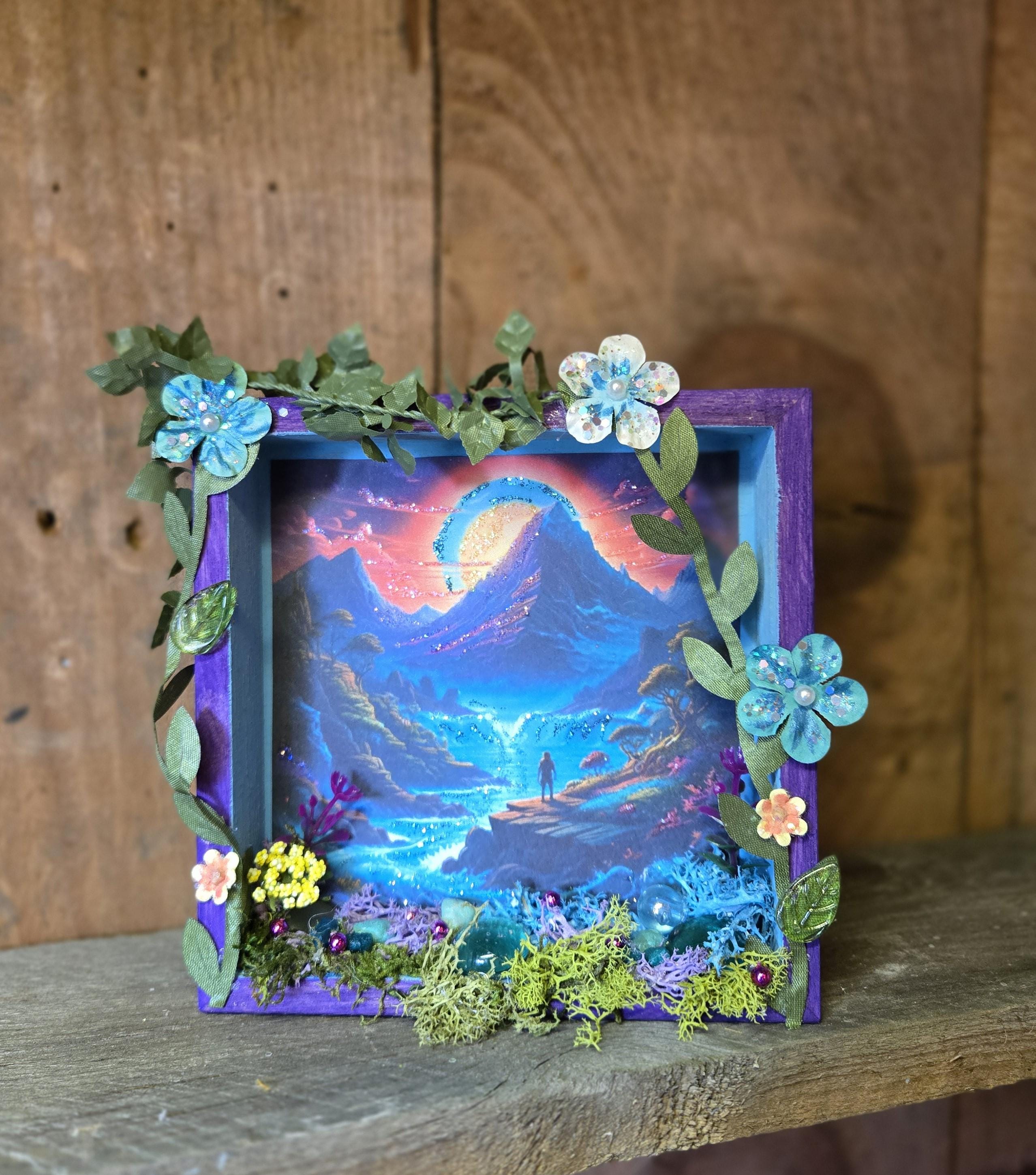 Celestial Mountain Shadow Box Diorama, Fantasy Home Decor - Etsy