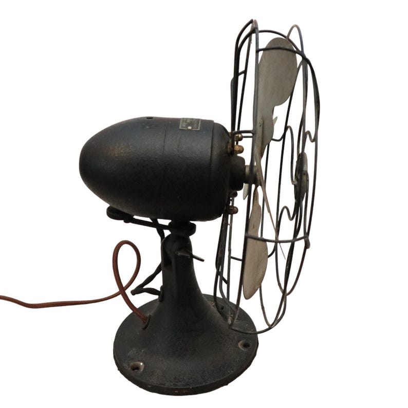 Ventilador oscilante vintage Emerson Electric 2450B de 10" con aspas metálicas, años 40. imagen 3