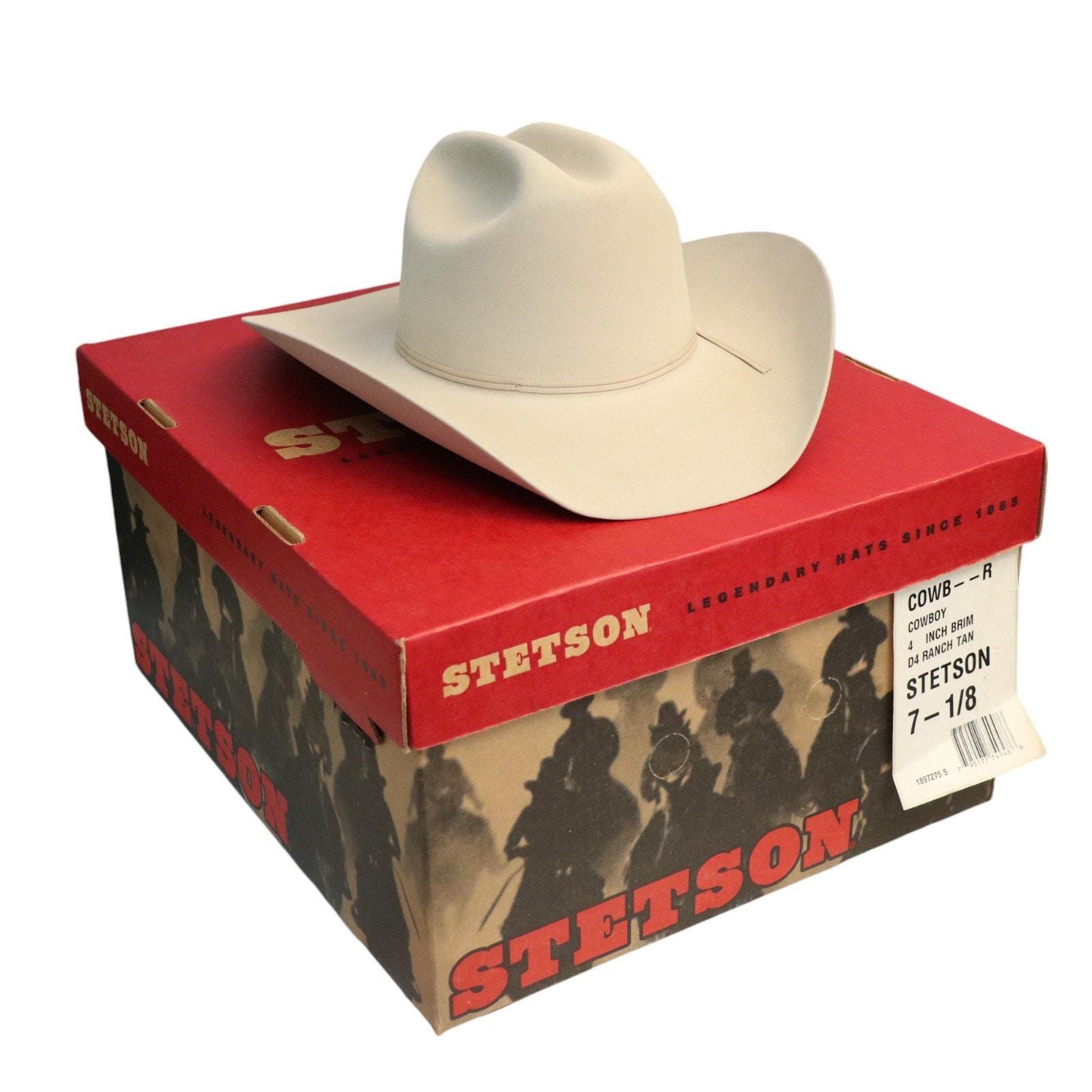 vintage Stetson D4 Ranch Tan Sz 7 1/8 R chapeau de cowboy western bord 4" SF0575D440 5X