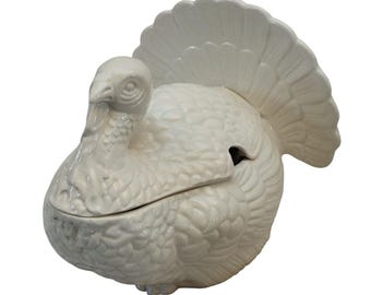 Zuppiera in ceramica Vtg Turkey Zuppiera centrotavola del Ringraziamento senza mestolo Made in Italy