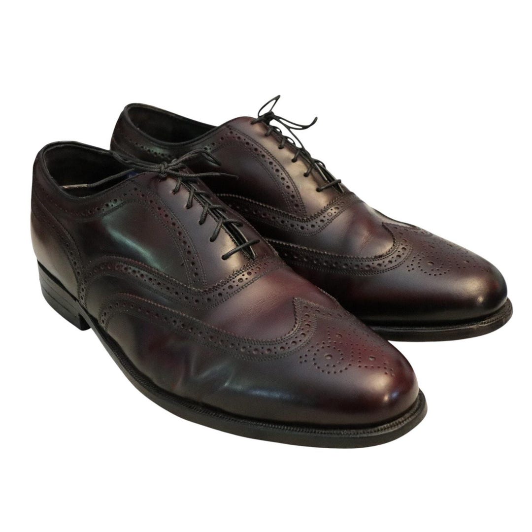 Vintage Florsheim 30353 Wingtip Oxford 11 Shell Burgundy Leather