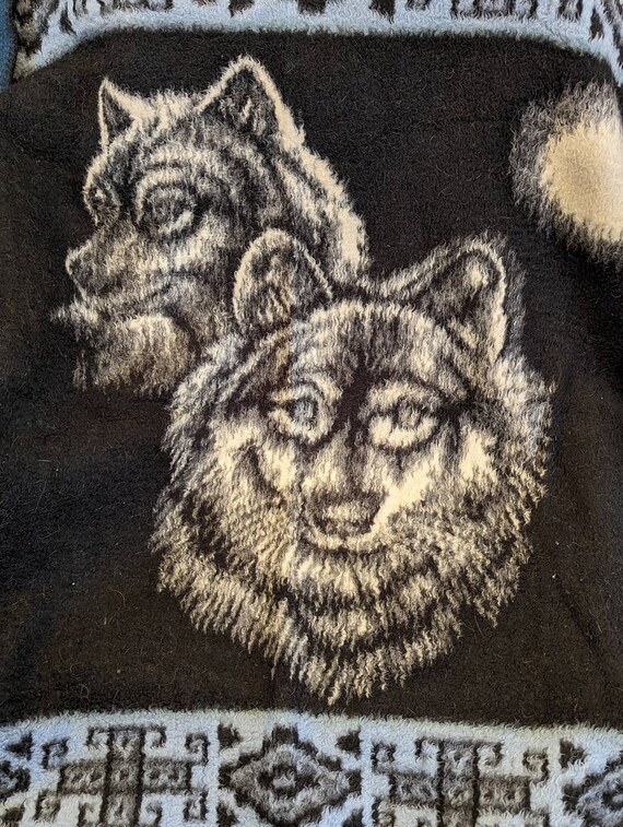 Vintage Earth Ragz Soft Plush Blanket Reversible Throw Wolf Wolves 56 X 56 Etsy
